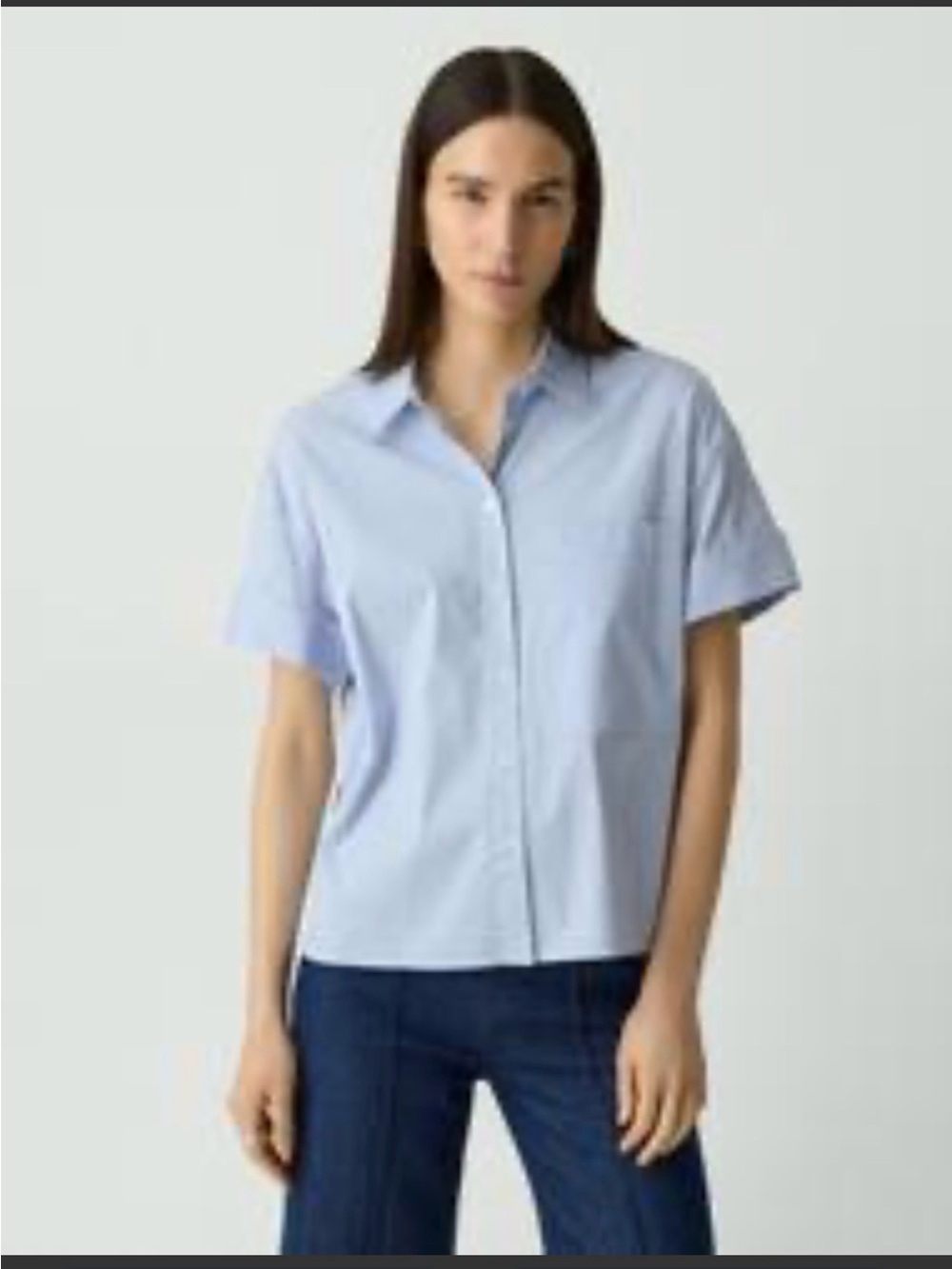 Lands' End Pale Blue Short-Sleeve Button-Down Shirt